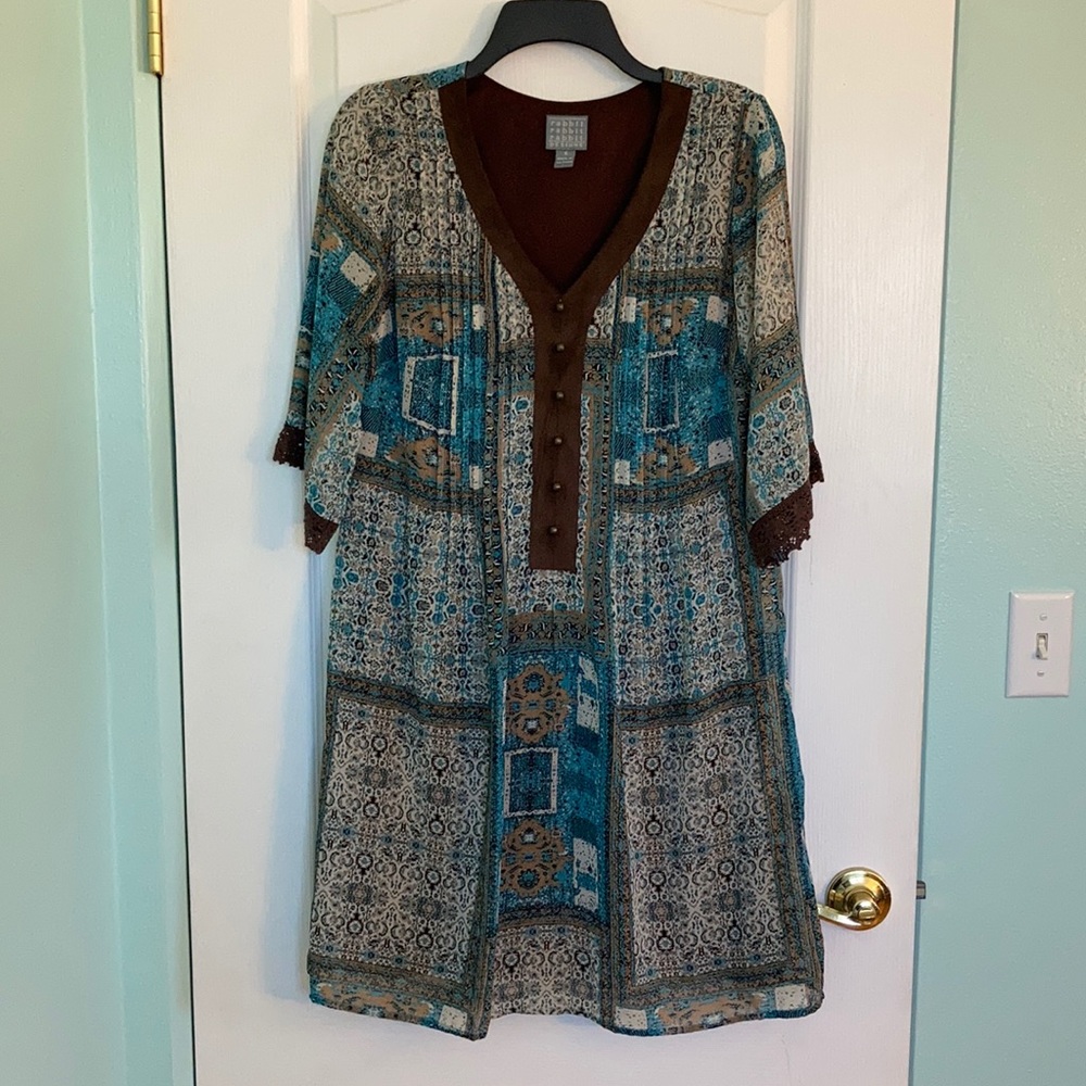Women’s Size 8 Brown/Teal/Tan Dress
